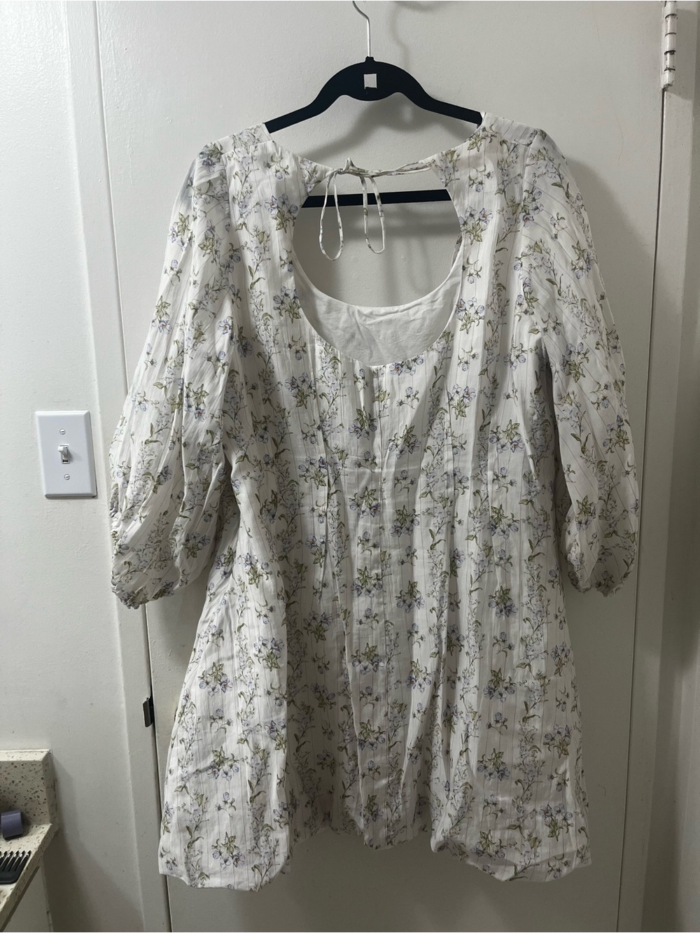 Brock Collection x H&M White Floral Square-Neck Babydoll Mini Dress - Picture 5 of 6